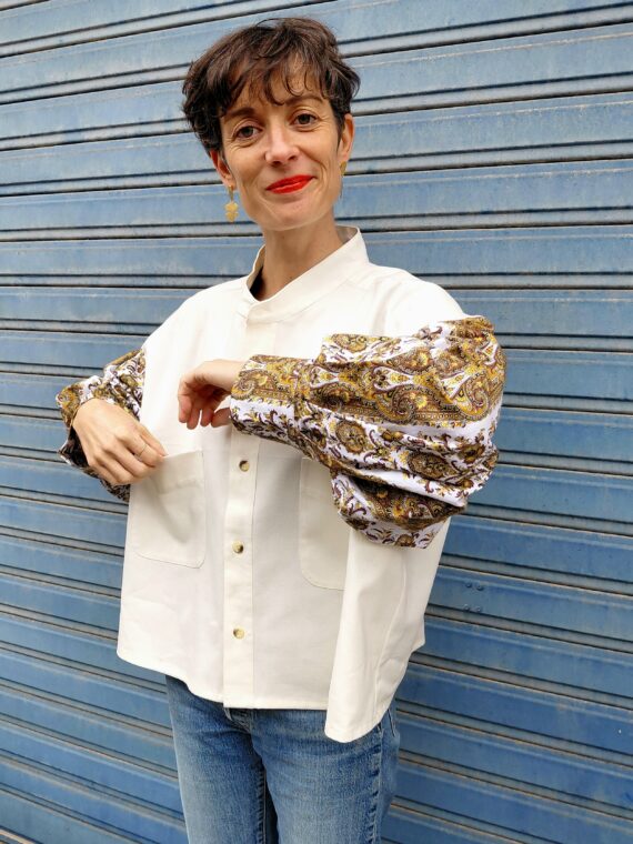 Sur-chemise écrue - manches motifs cachemires