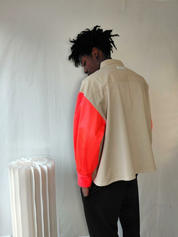 Sur-chemise beige - manches fluo